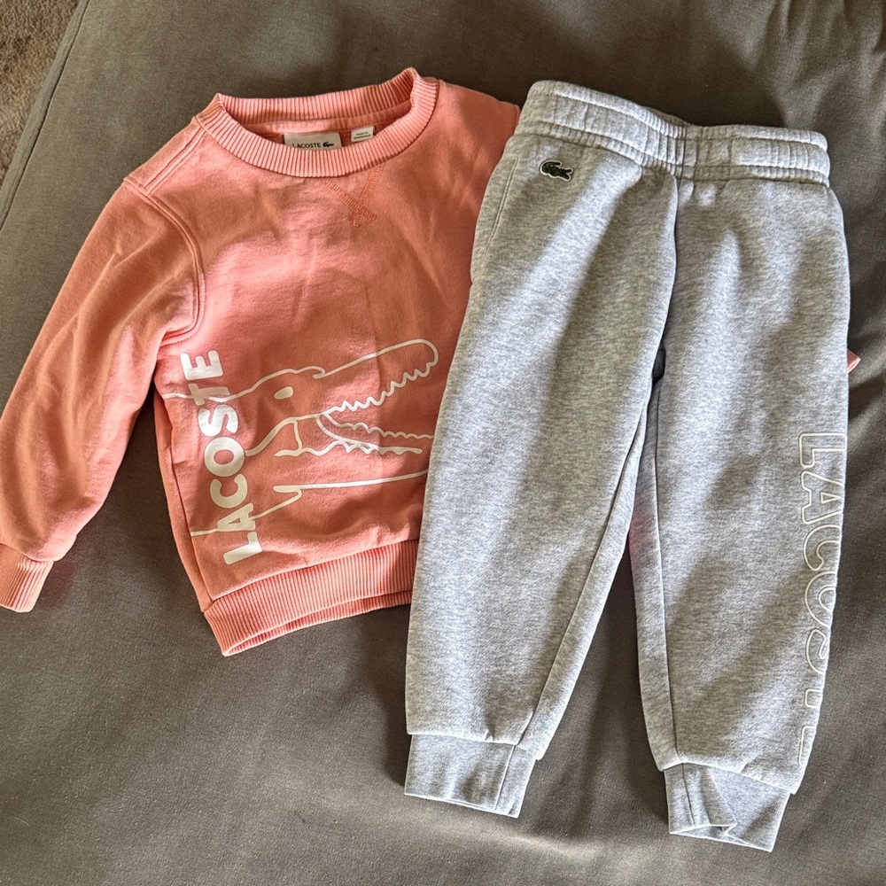 Lacoste Kids Coral and Gray Joggers Set